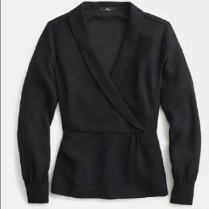 J. Crew Drapey Faux Wrap Top 365 Crepe Black